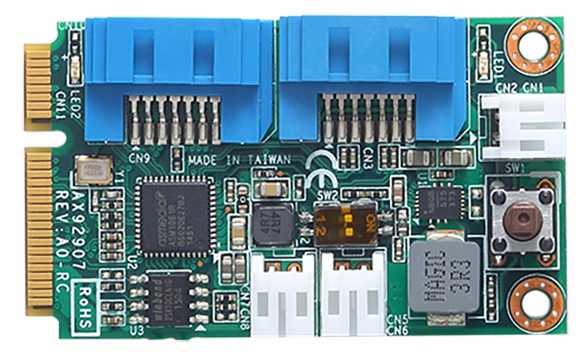 Модуль PCI Express Mini c 2-мя каналами SATA , SATA 2.0/3.0 HDD, SATA SSD, RAID 0/1