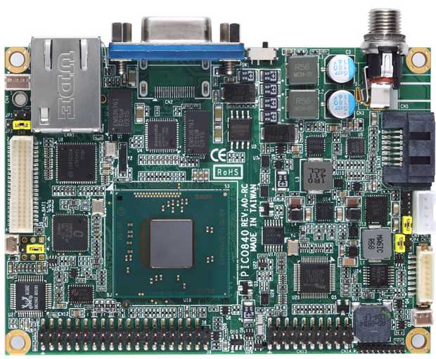 Одноплатный компьютер Pico-ITX, Intel Atom E3845/E3827, LVDS/ VGA (HDMI) , LAN, Audio, 2xCOM, 4xUSB, -40º ~ +70º C